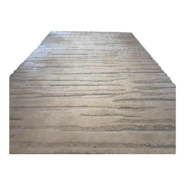 Rh Eli Wool Rug – 12' × 15' Natural | Hand-Knotted New Zealand Wool | Moroccan-Inspired Contemporary Design For Sale