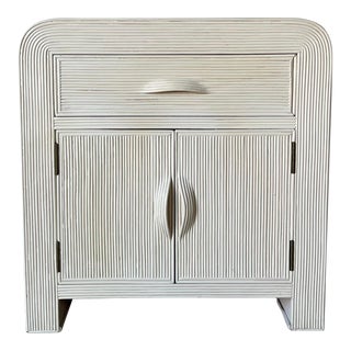Vintage Pencil Reed Rattan Nightstand For Sale