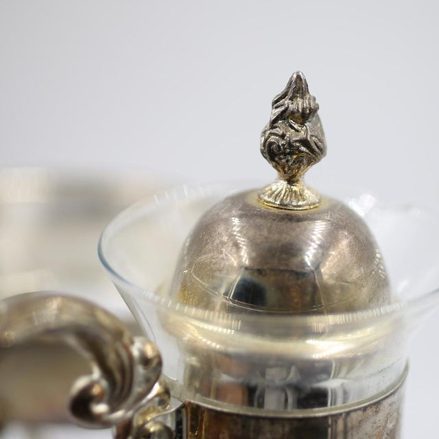 Metal Art Nouveau Silver-Plated Jug on a Warmer, 1890s For Sale - Image 7 of 11