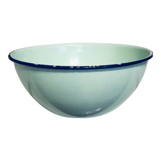 Vintage Pale Teal Enamel Bowl For Sale