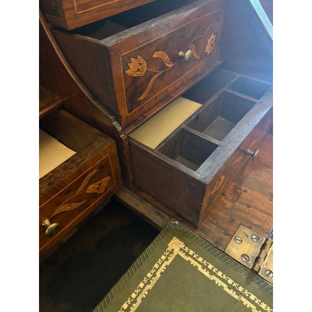 Wood Antique Dutch Marquetry Walnut Bureau Bookcase, 1780 For Sale - Image 7 of 18
