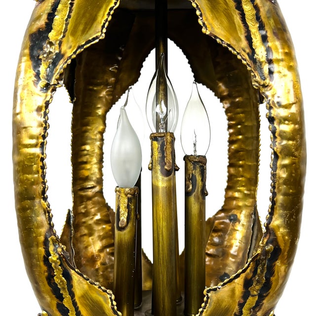 Feldman Lighting 1970s Torch Cut Brass Brutalist Chandelier by Tom Greene for Feldman For Sale - Image 4 of 15