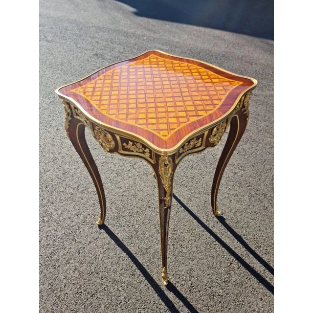 Simple French Style Parquetry Side/ Corner Table, Coffee/Tea Table/Side Table For Sale - Image 11 of 13