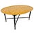 Full of mid-century character, this vintage oval cocktail / coffee table features a whimsical stenciled dandelion seedhead...