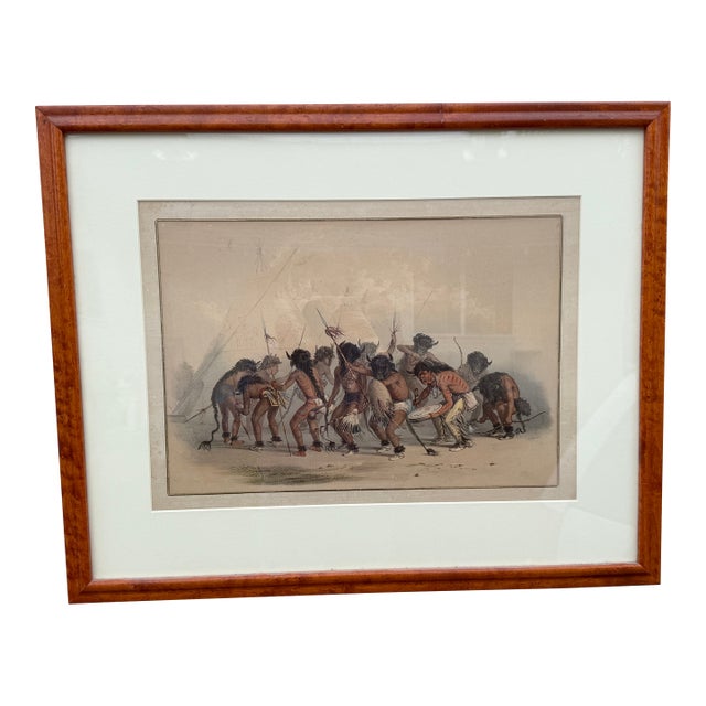 Late 19th Century "Buffalo Dance" (Plate 8) From the North American Indian Portfolio by Artist George Catlin For Sale