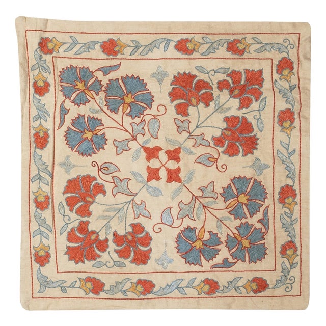 20"x20" 100% Silk Cushion Cover. Modern Lace Pillow. Embroidered Toss Pillow For Sale