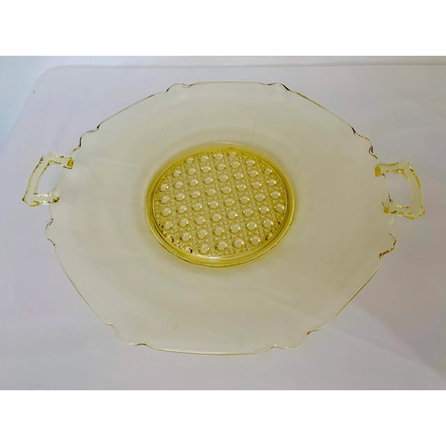 Art Deco Depression Glass Serving Tray by Lancaster Glass Co, For Sale - Image 3 of 6
