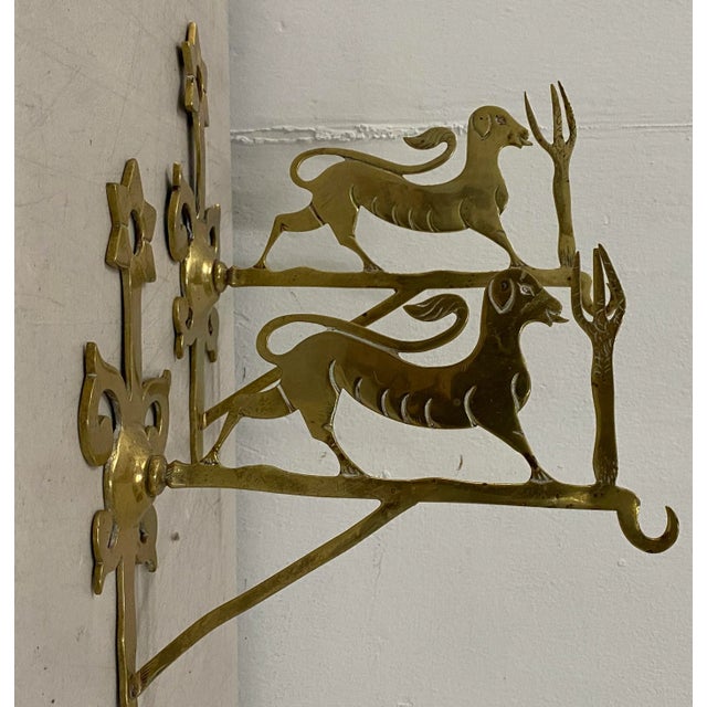 Late 19th to Early 20th C. Brass Judaica Wall Brackets For Sale - Image 4 of 7