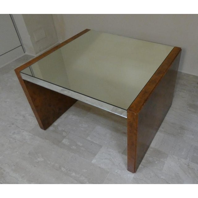Italian Briar Wood and Mirror Coffee Table, 1970s For Sale - Image 3 of 10