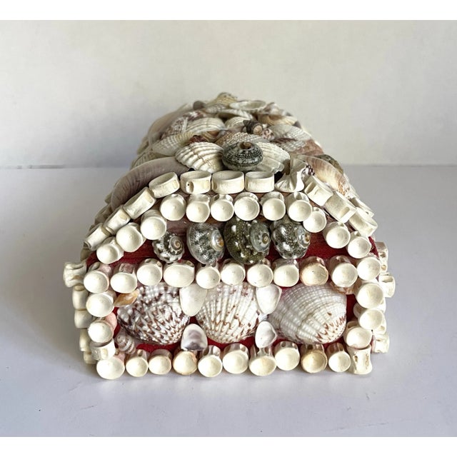 Vintage Folk Art Seashell Encrusted Jewelry Box For Sale - Image 9 of 12