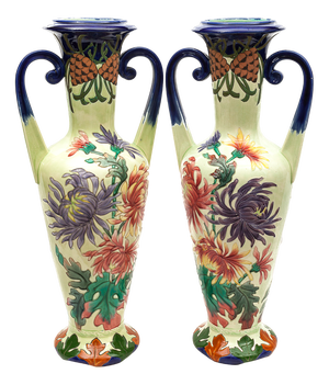 Art Nouveau Amphora Vases from Longchamp, 1900s, Set of 2