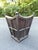 Vintage Tapered Wooden Planter With Galvanized Metal Liner & Ring Pull Hardware For Sale - Image 4 of 6