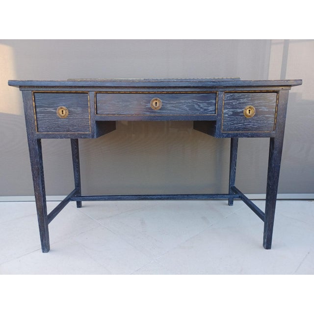 This magnificent, masterfully restored writing desk and matching chair suite is a rare expression of the Viennese Avant-...