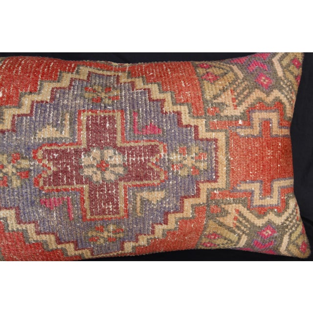 Vintage Anatolian Oushak Pillow – Tribal Handwoven Rug Cushion Cover -19'' X 35'' For Sale - Image 12 of 12