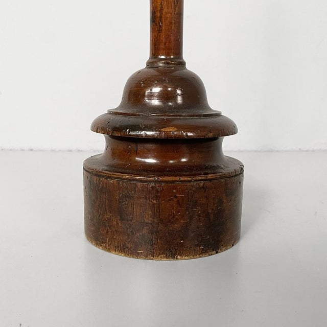 Italian Round Doorstop in Turned Wood, 1930s For Sale - Image 6 of 11