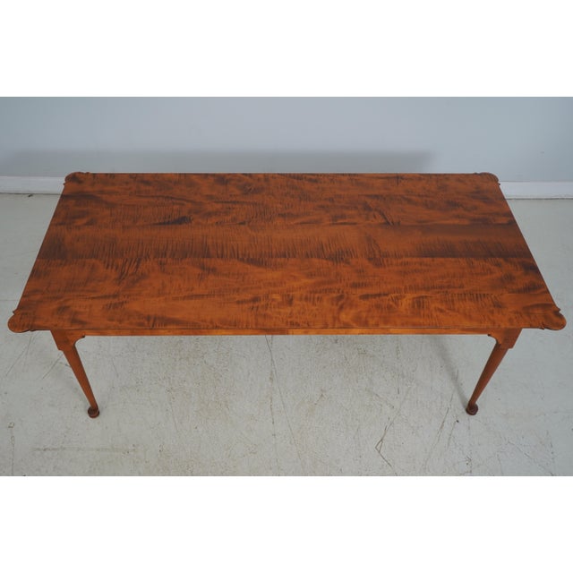 Traditional Tiger Maple Scalloped Top Dining Room Table For Sale - Image 3 of 12