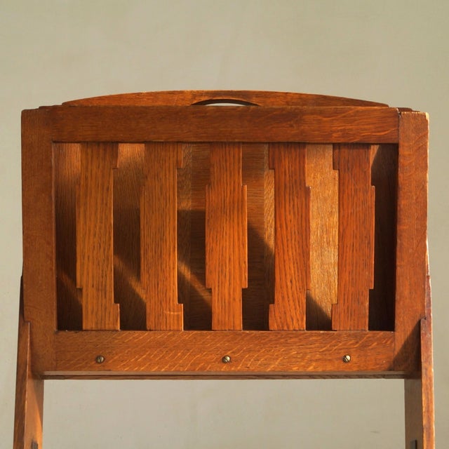 Wood Dutch Art Deco Amsterdam School Magazine Rack, 1920s For Sale - Image 7 of 16