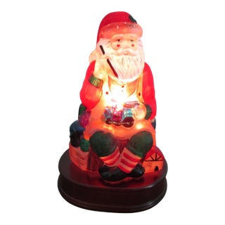 Vintage Old World Christmas Santa Toymaker Lamp Hand Painted Glass Limited Edition Retired 1997 For Sale