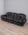 Three-seater sofa with wooden frame and black leather upholstery, Italian design, 1970s.