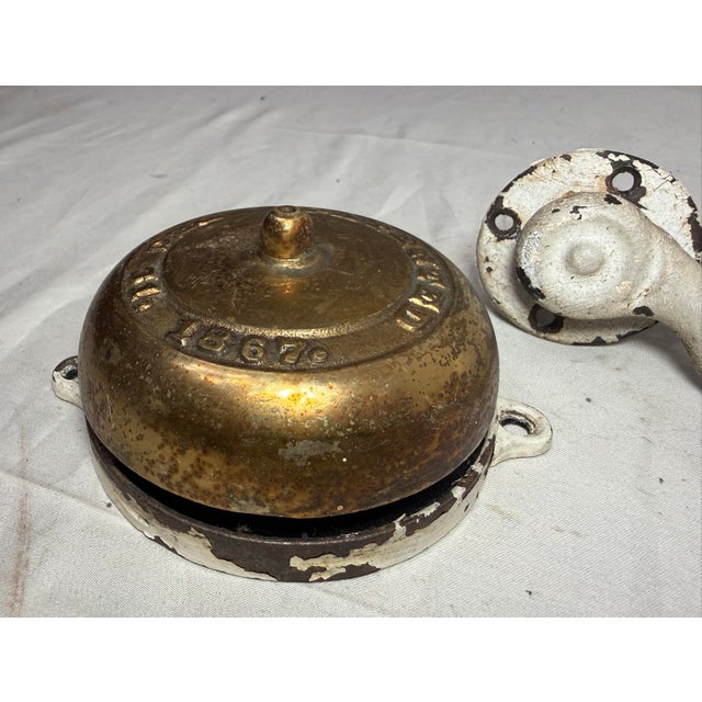 Rare Antique Patented 1867 Brass Crank Hand Wind Front Door Bell 19th Century For Sale In New York - Image 6 of 9