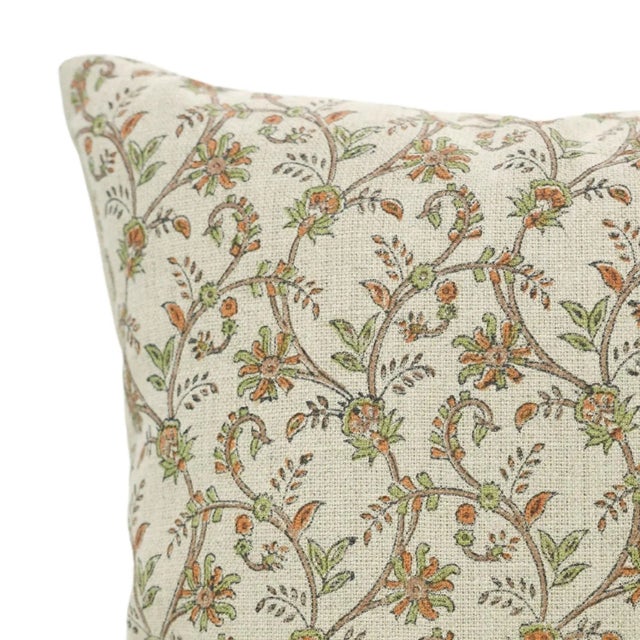 Modern Fabdivine Throw Pillow Cover 14x14 Inch Handmade Thick Linen Cushion With Block Print- Varanshi For Sale - Image 3 of 8