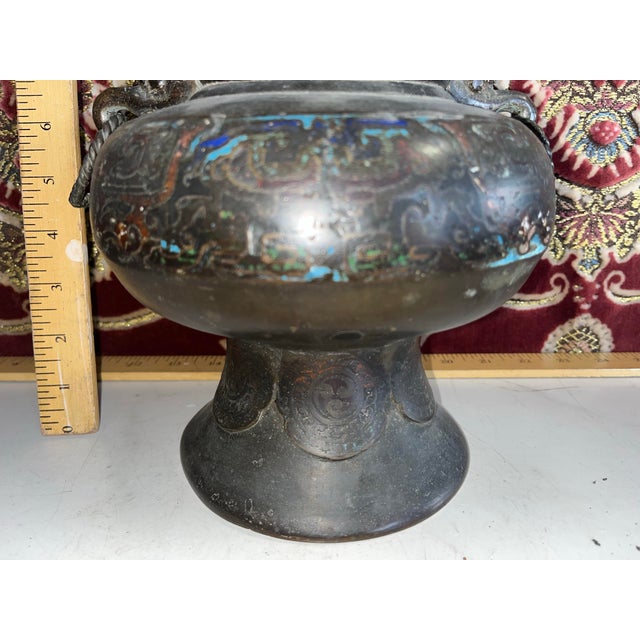 Antique Japanese Cloisonne Vase For Sale - Image 9 of 12