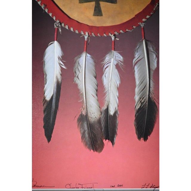 This striking exhibition poster titled “Four Feathers” commemorates the 1983 group show at the Garden of the Gods Gallery...
