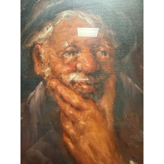 Mid-Century Modern Expressionist Oil Portrait Study by L. Schellino For Sale In West Palm - Image 6 of 9