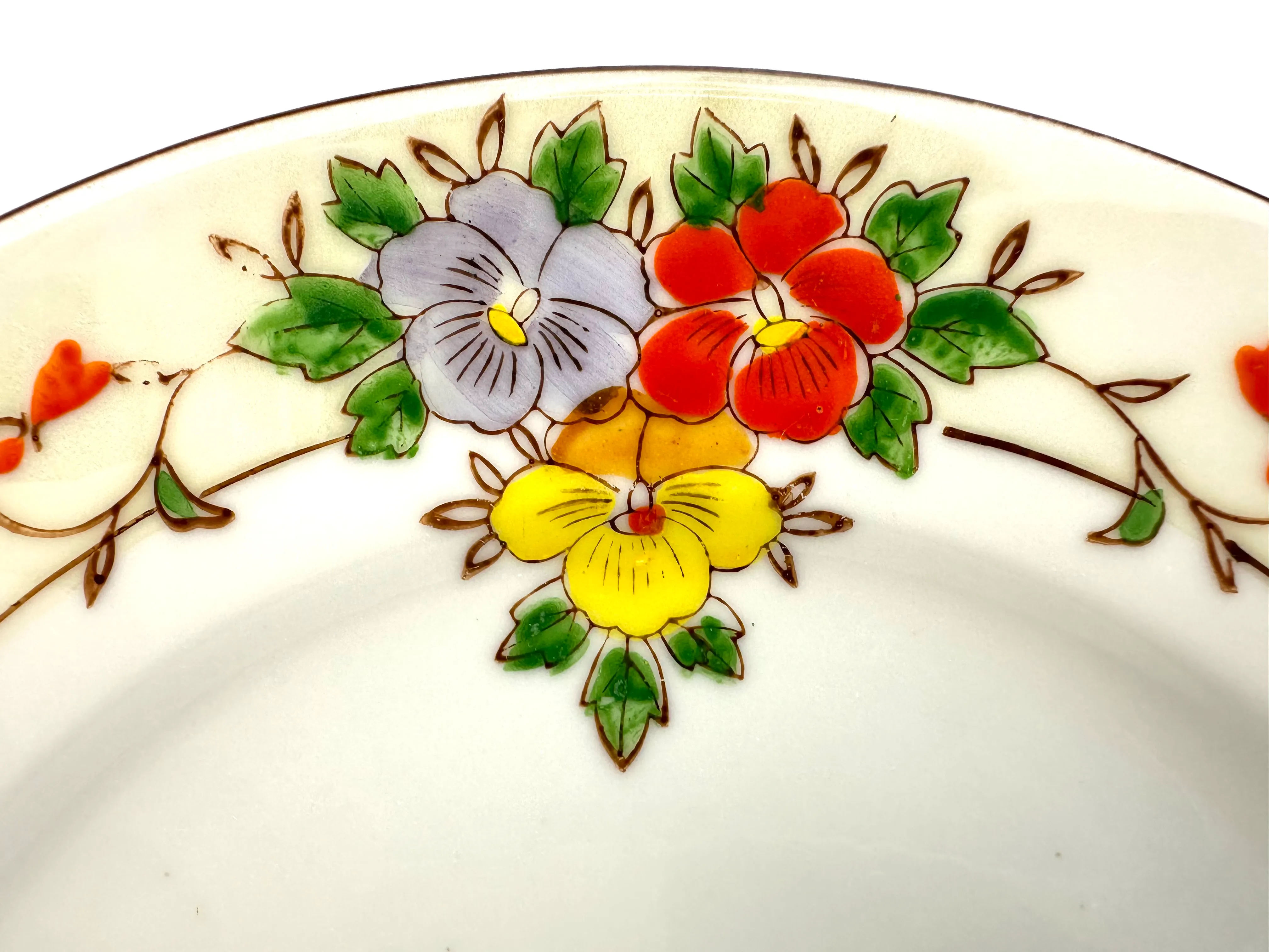 Vintage 1940's Hand Painted Floral Plates, Trico Nagoya Japan- Set