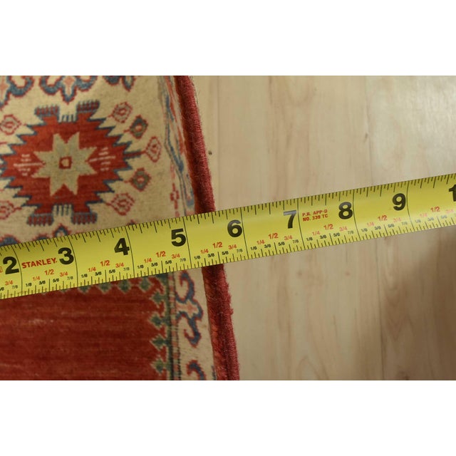 Kazak Runner 4’11” X 13′ Red Wool Tribal Hand-Knotted Oriental Carpet For Sale - Image 11 of 13