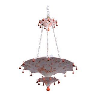 Vintage Three Up Side Down Umbrella Ceiling Chandelier With Bells, For Sale
