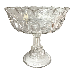 Early American l.e. Smith Pressed Glass "Moon and Stars" Footed Compote Serving Bowl