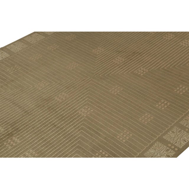 Rug & Kilim Rug & Kilim’s Austrian Style Art Deco Rug in Brown With Beige Geometric Pattern For Sale - Image 4 of 8