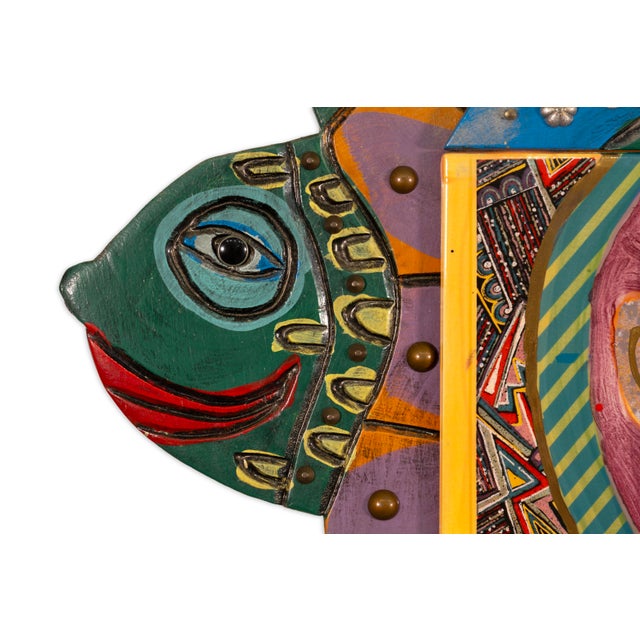 Folk Art Pat Custer Denison Mixed Media Hanging Folk Art Turtle For Sale - Image 3 of 7