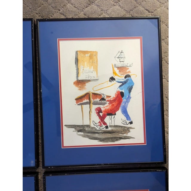 Waterworks Original Paintings by Ken Touzet of Jazz Band Scene For Sale - Image 4 of 7