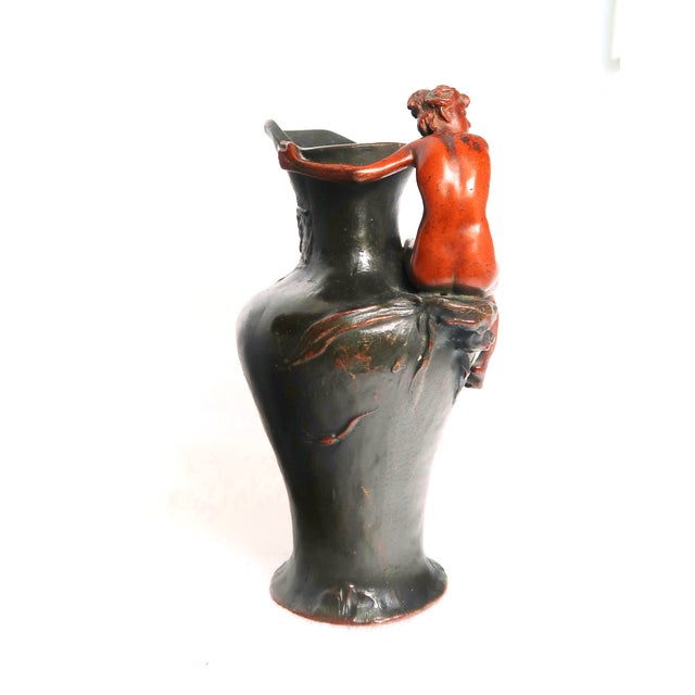 Early 20th Century Art Nouveau Exquisite Bronze Sculpture of Nude on Ewer For Sale - Image 14 of 18