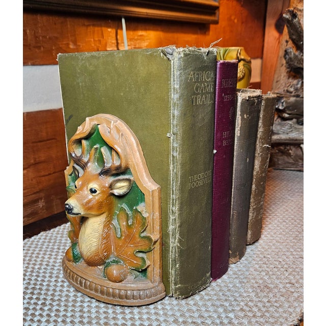 Farmhouse Vintage Deer Head Bookends For Sale - Image 3 of 12