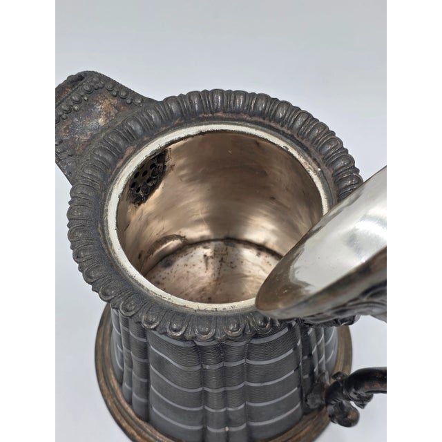 Antique 19th Century Meriden Water Pitcher Decanter Bold Ornate Silver Plate LRG Heavy For Sale - Image 4 of 6