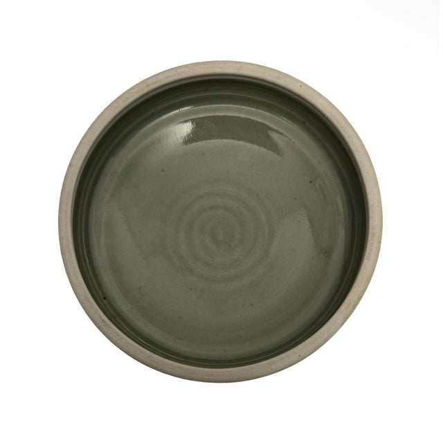 Ceramic Vintage Art Pottery Celadon Green Lidded Box Bird Motif Signed Rare. For Sale - Image 7 of 11