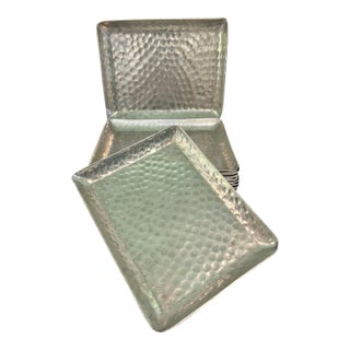 1950’s Mid-Century Hand-Hammered Aluminum Cocktail Appetizer Trays - A Set of 10 For Sale