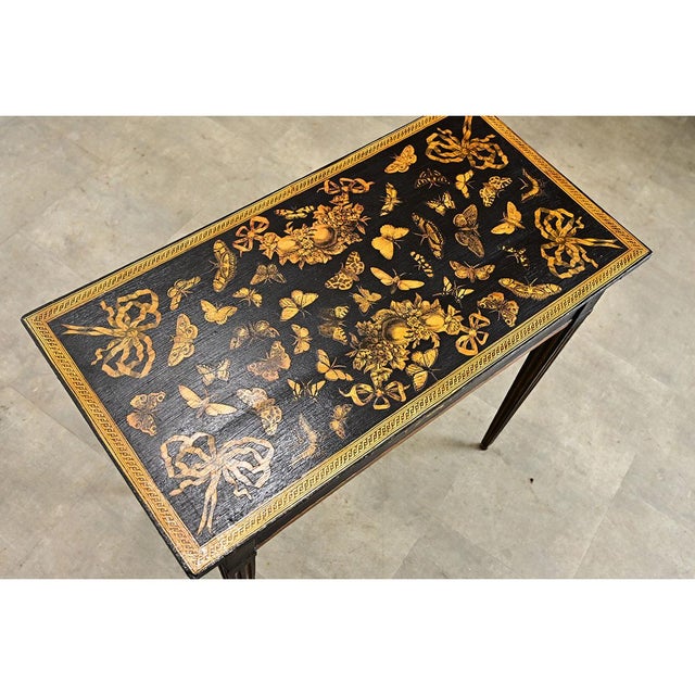 Early 20th Century English Painted Vintage Table with Découpage For Sale - Image 11 of 13