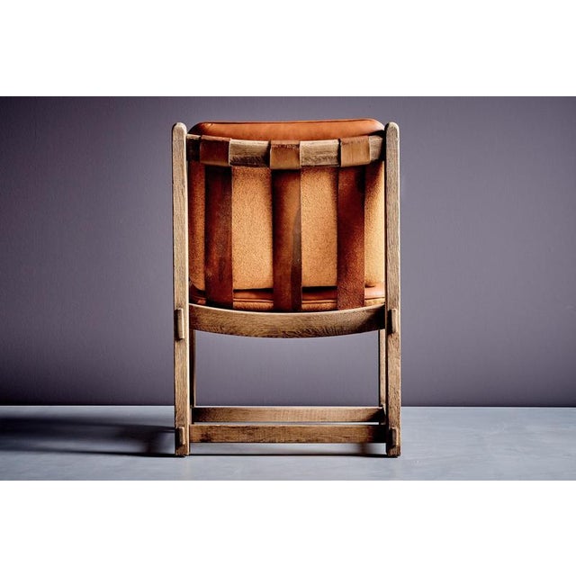 Oak and Aniline Leather Lounge Chair, Germany, 1940s For Sale - Image 9 of 14