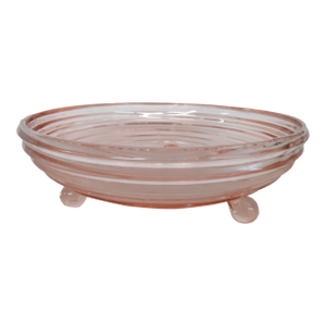 Anchor Hocking Pink Depression Glass Manhattan 3 Footed Candy Dish Bowl 4950b