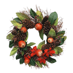 Pomegranate Winter Door Wreath Beautiful Realistic Holiday Christmas Arrangement