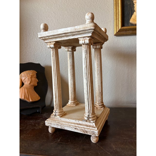 Wood Italian Neoclassical Manner Grand Tour Revival Style Carved & Painted Architectural Miniature Temple For Sale - Image 7 of 12