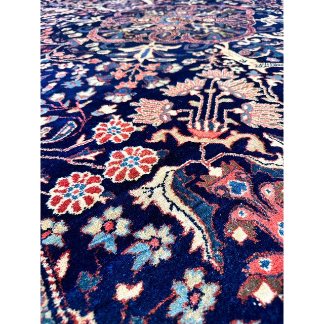 Antique Farahan Sarouk Carpet, Handmade Oriental Rug, Navy, Ivory, Green, Red For Sale - Image 17 of 18