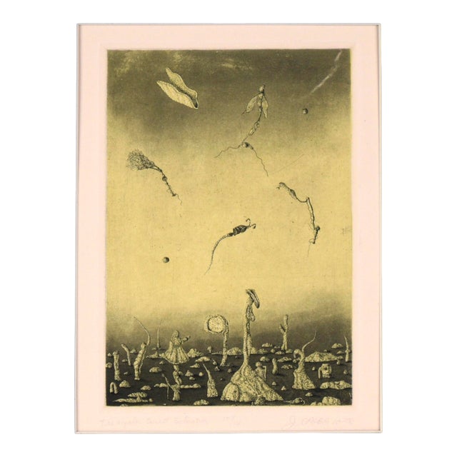 "Triangular Sunset Situation" - Surrealist Colored Lithograph #15/16 1978 by Jim Crabb For Sale