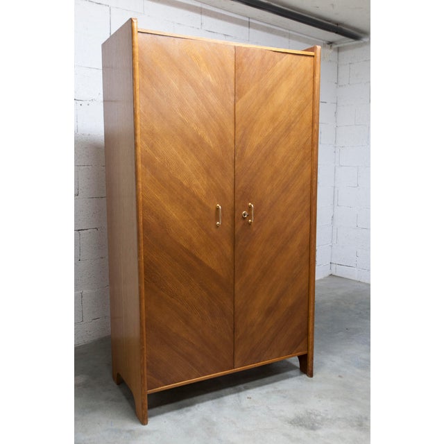 Mid-Century Modern Oak Veneer Wardrobe with Doors and Drawers, 1950s For Sale - Image 4 of 18
