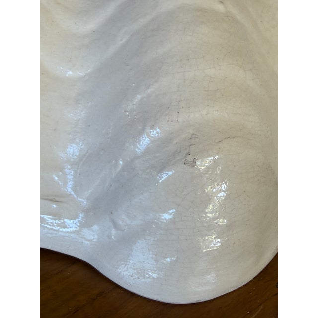 Eggshell Vintage American Glazed Pottery Large White Clamshell Centerpiece Bowl For Sale - Image 8 of 12