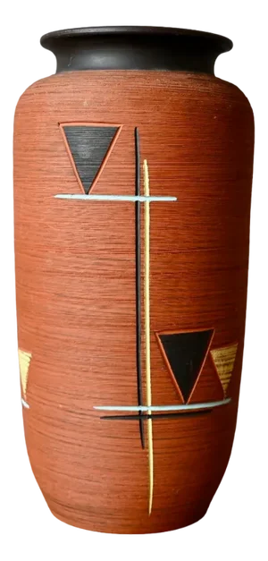 Large Terracotta Vase with Abstract Decoration by Joseph Duck for Klinker Keramik, 1960s
